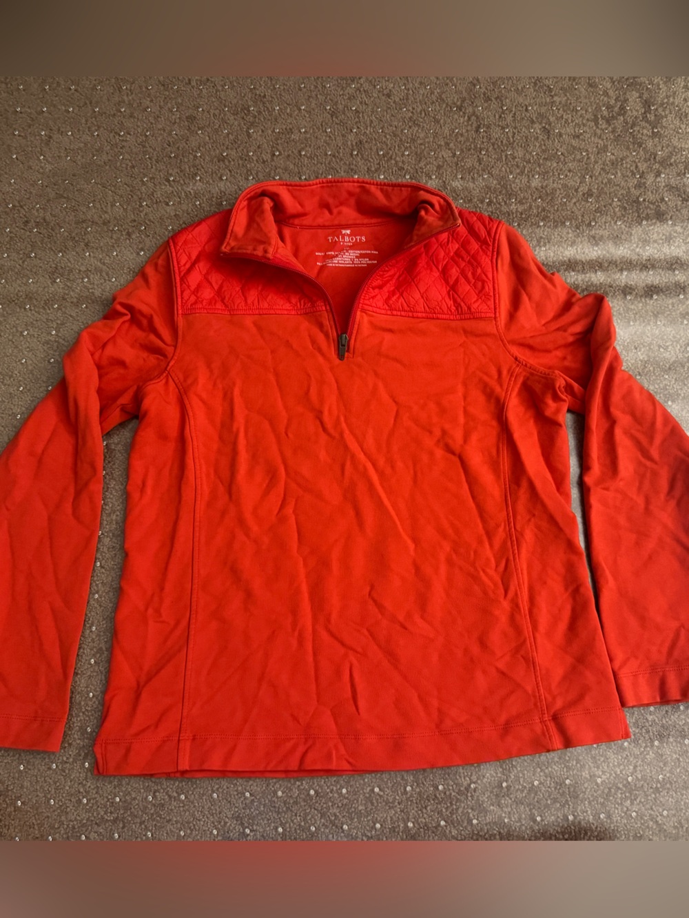 Talbots Orange-Red Quarter-Zip Pullover